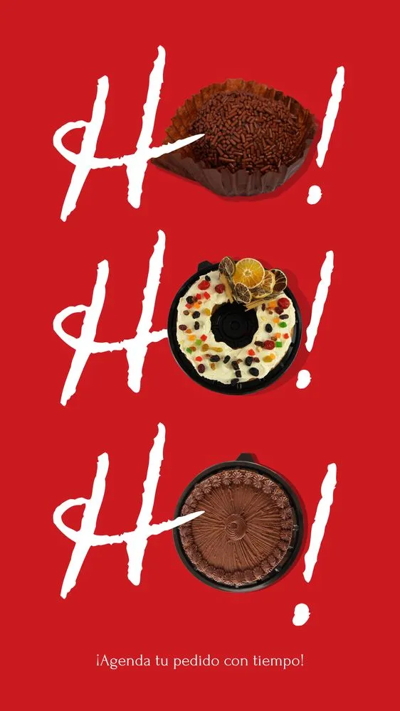 Post navideño de Derzucker con un Ho Ho Ho armado con galletas sobre fondo rojo